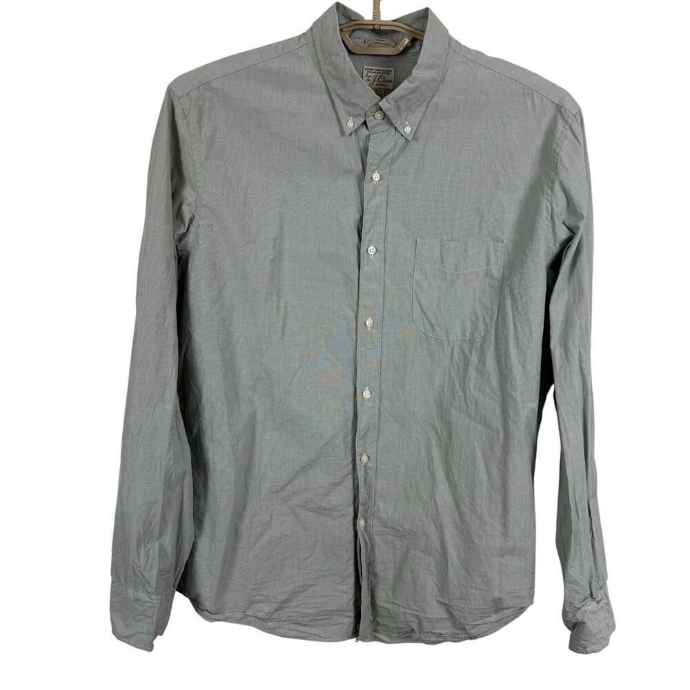 J Crew Stretch Men Button Down Shirt XL Slim Organic Cotton Secret Wash Preppy